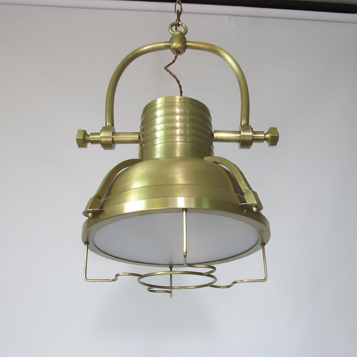 Marina Pendant Light - Texturized Glass Wave Pendant in Bronze & White