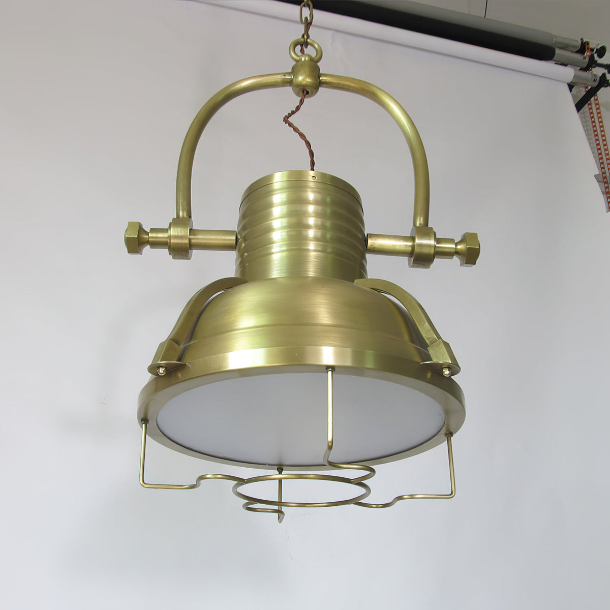 Marina Pendant Light - Texturized Glass Wave Pendant in Bronze & White