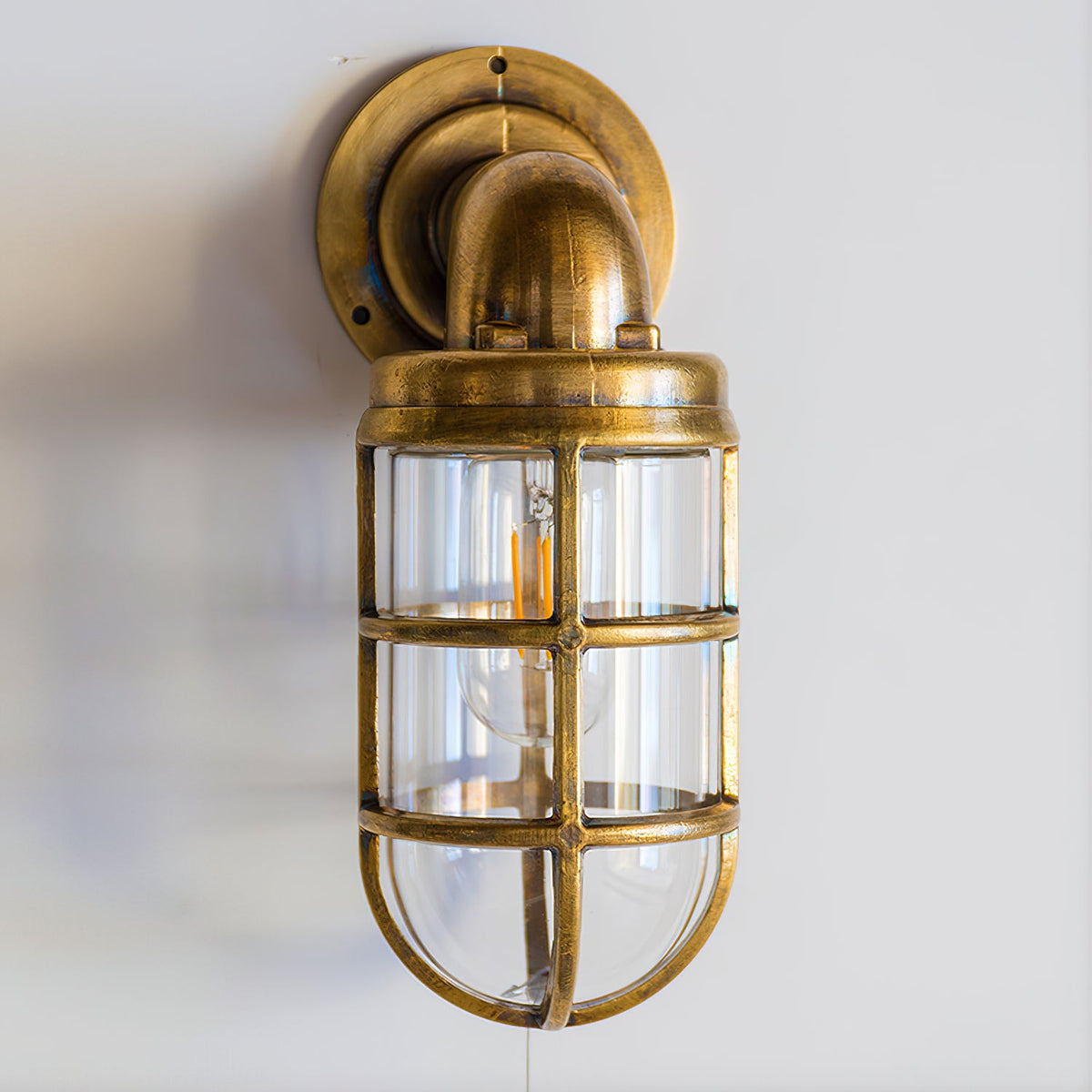 Marine Wall Lamp - Nautical Solid Brass & Clear Glass Sconce