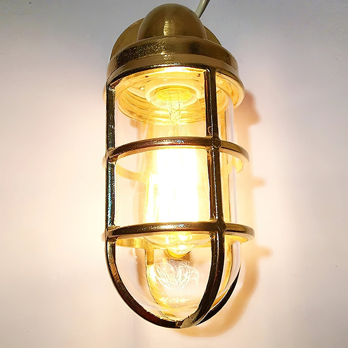 Marine Wall Lamp - Nautical Solid Brass & Clear Glass Sconce