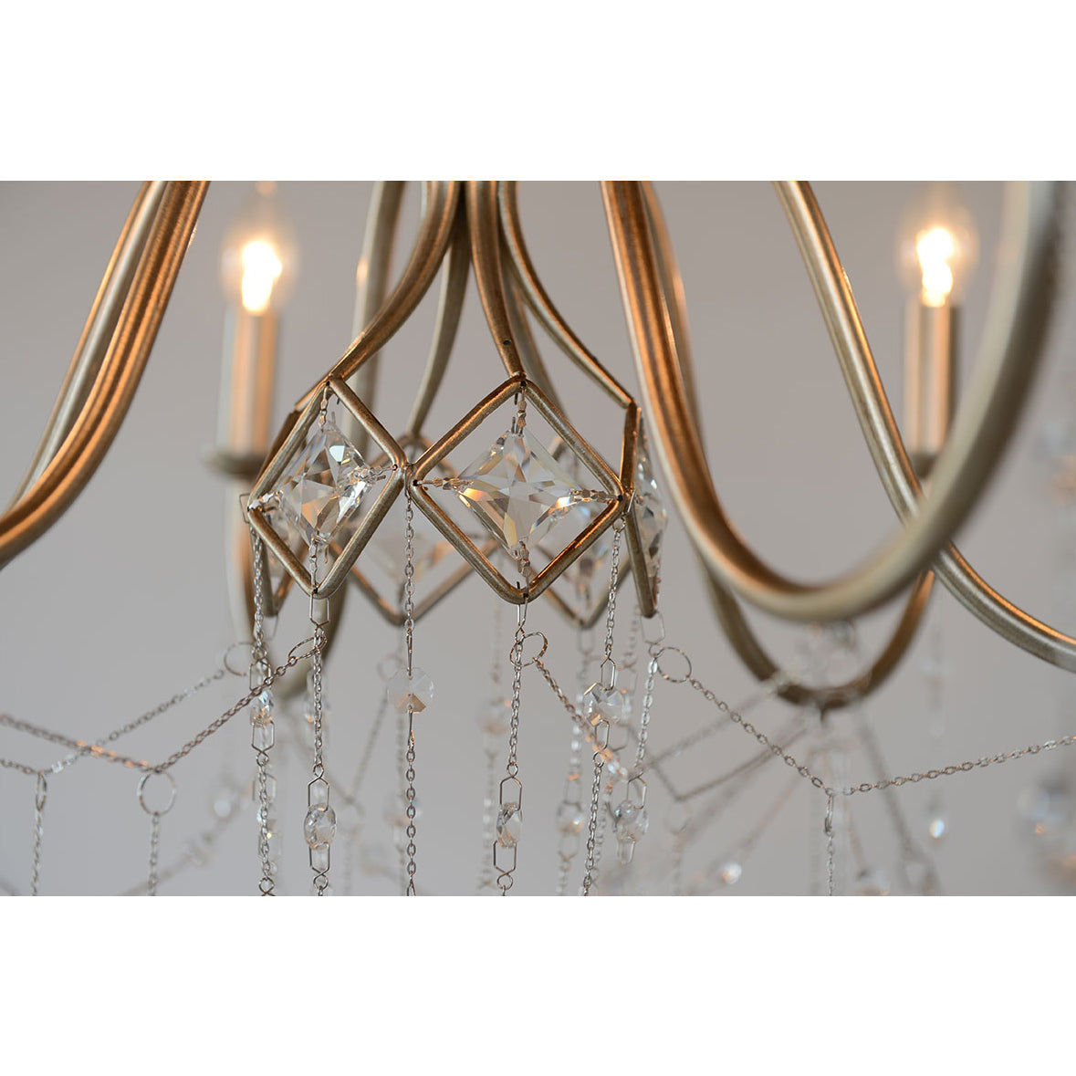 Mariposa Chandelier - European Vintage Brass & Draped Crystal Pendant