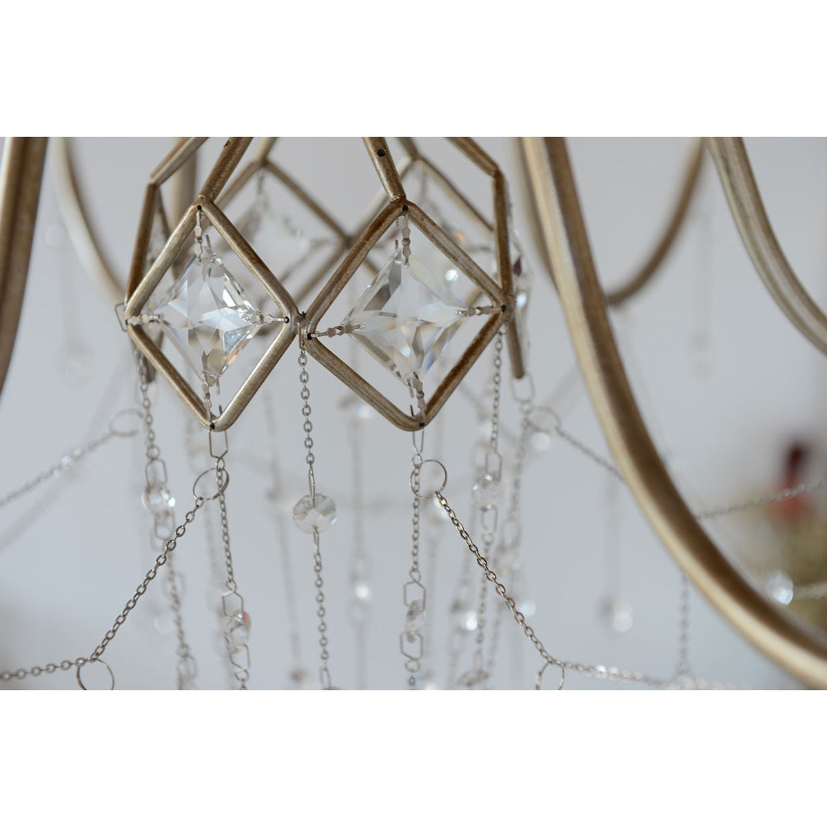 Mariposa Chandelier - European Vintage Brass & Draped Crystal Pendant