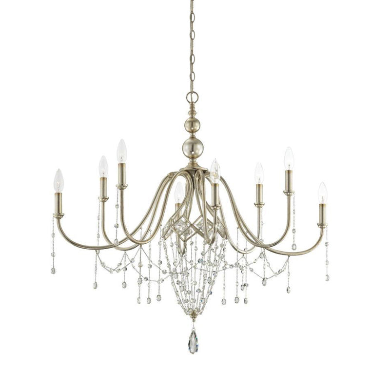 Mariposa Chandelier - European Vintage Brass & Draped Crystal Pendant