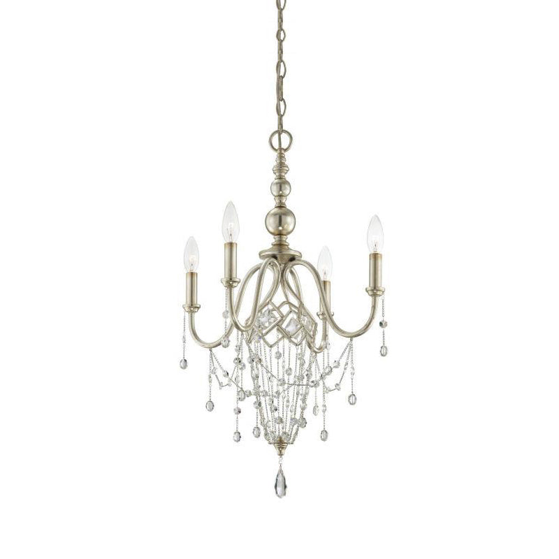 Mariposa Chandelier - European Vintage Brass & Draped Crystal Pendant
