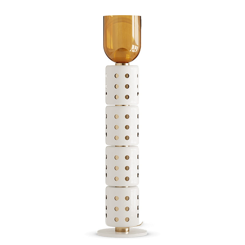 Marlon Floor Lamp - Modern Sculptural Glass Shade Standing Light