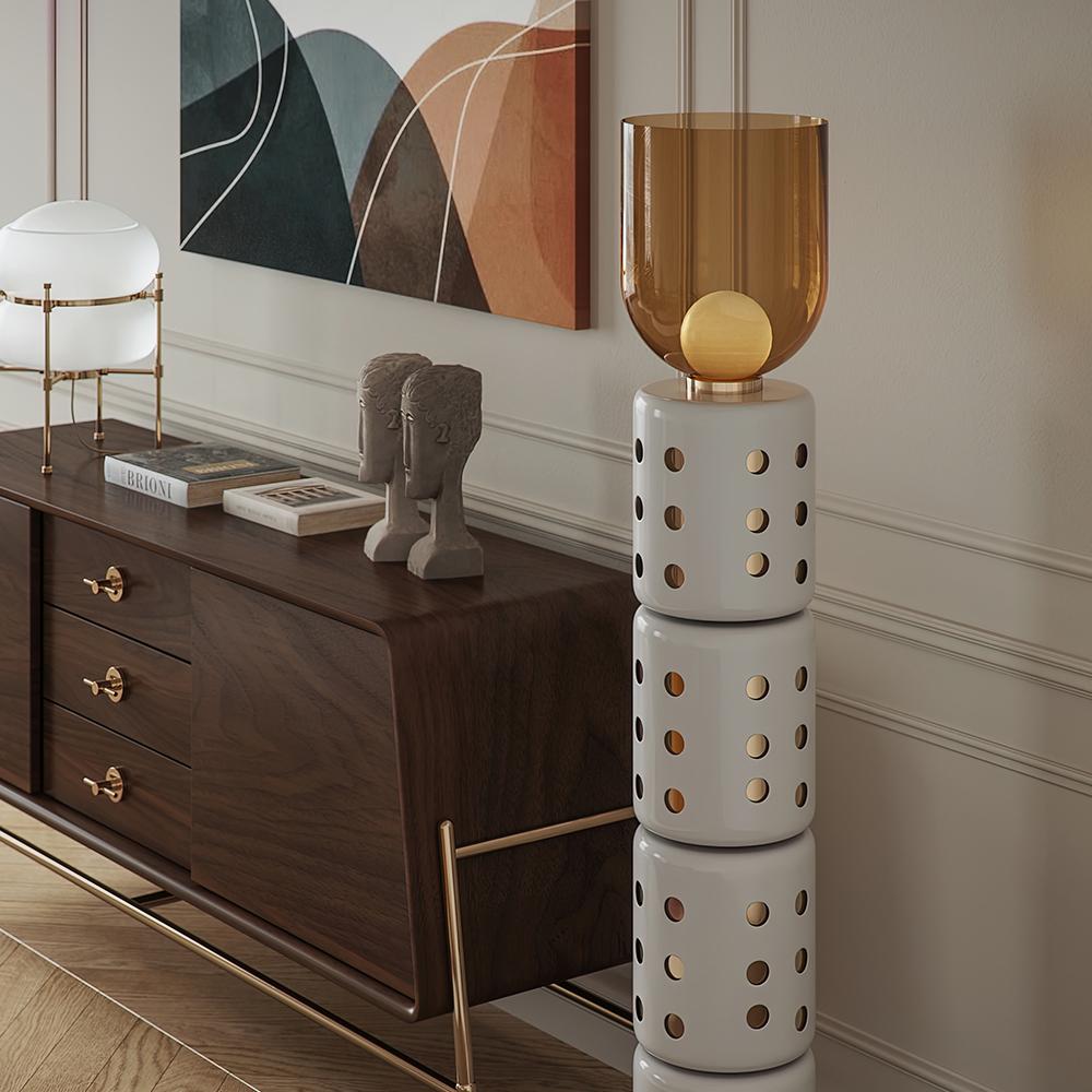 Marlon Floor Lamp - Modern Sculptural Glass Shade Standing Light