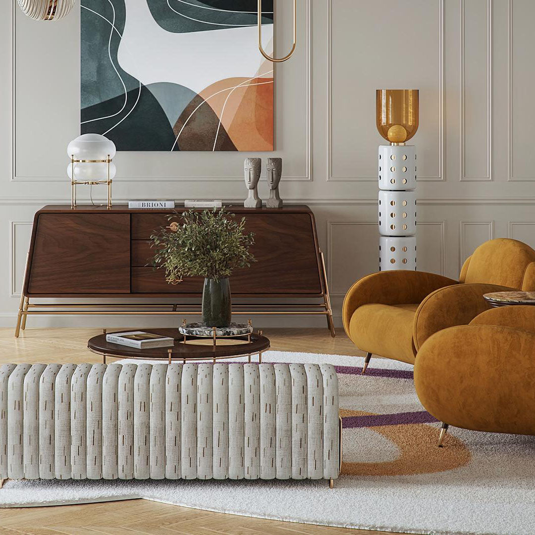 Marlon Floor Lamp - Modern Sculptural Glass Shade Standing Light