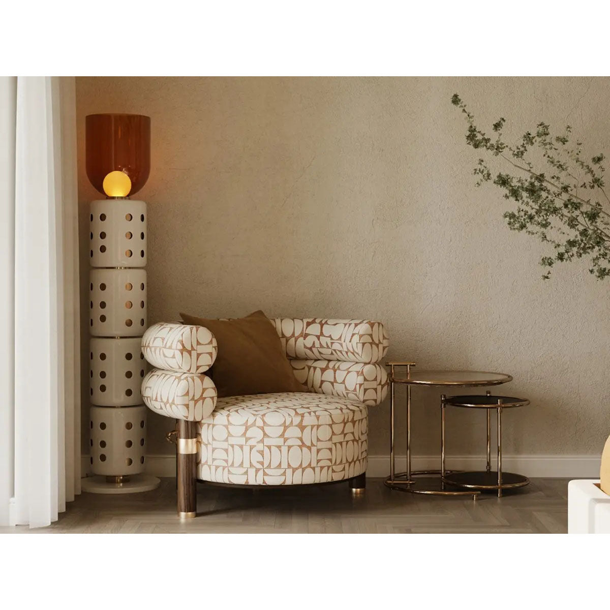 Marlon Floor Lamp - Modern Sculptural Glass Shade Standing Light