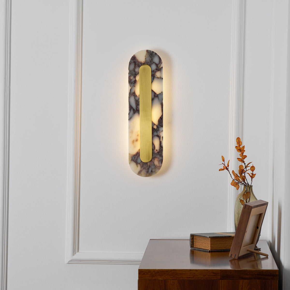Marmo Wall Lamp - Bulgari Purple Marble & Brass LED Sconce