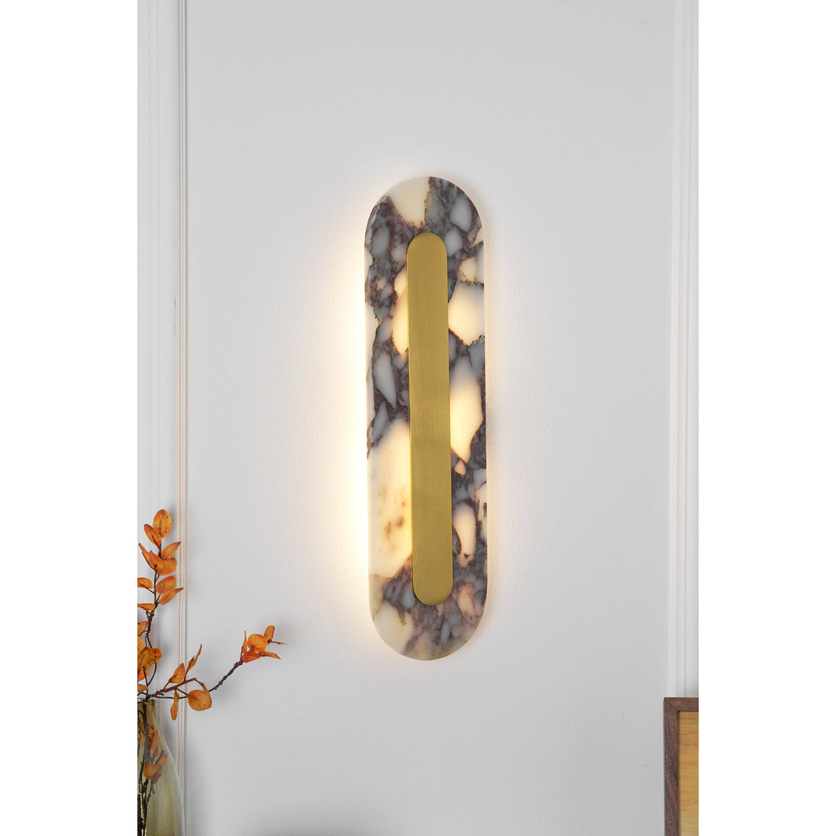 Marmo Wall Lamp - Bulgari Purple Marble & Brass LED Sconce