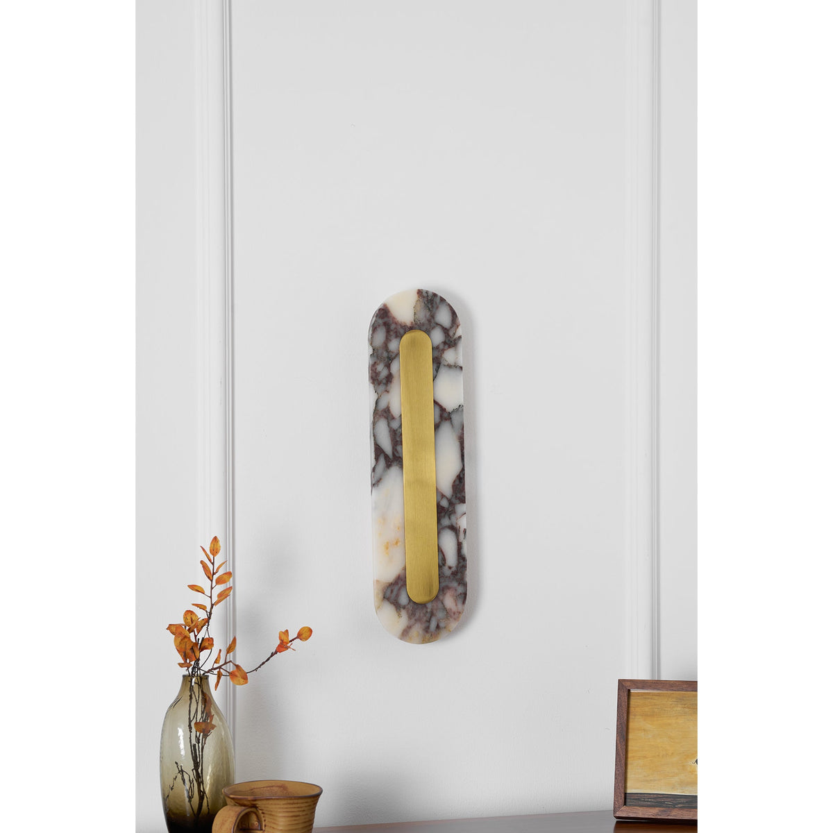 Marmo Wall Lamp - Bulgari Purple Marble & Brass LED Sconce