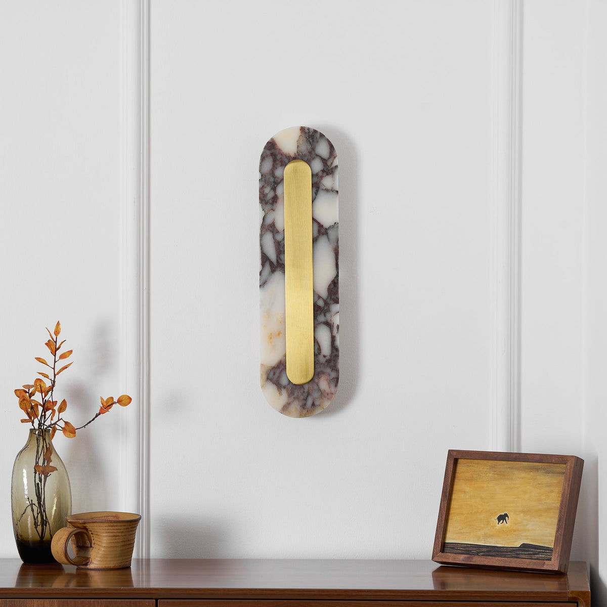 Marmo Wall Lamp - Bulgari Purple Marble & Brass LED Sconce