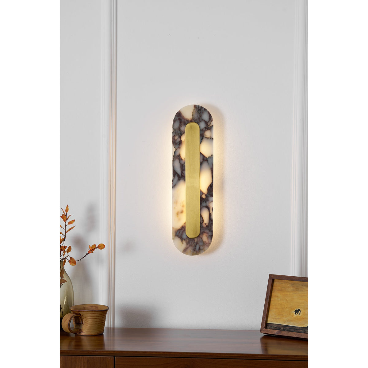 Marmo Wall Lamp - Bulgari Purple Marble & Brass LED Sconce