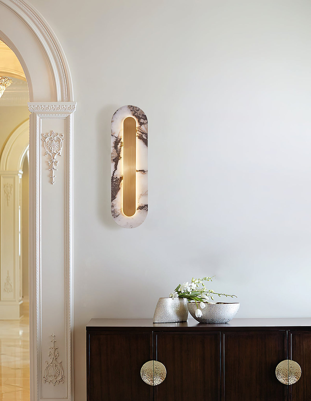 Marmo Wall Lamp - Bulgari Purple Marble & Brass LED Sconce