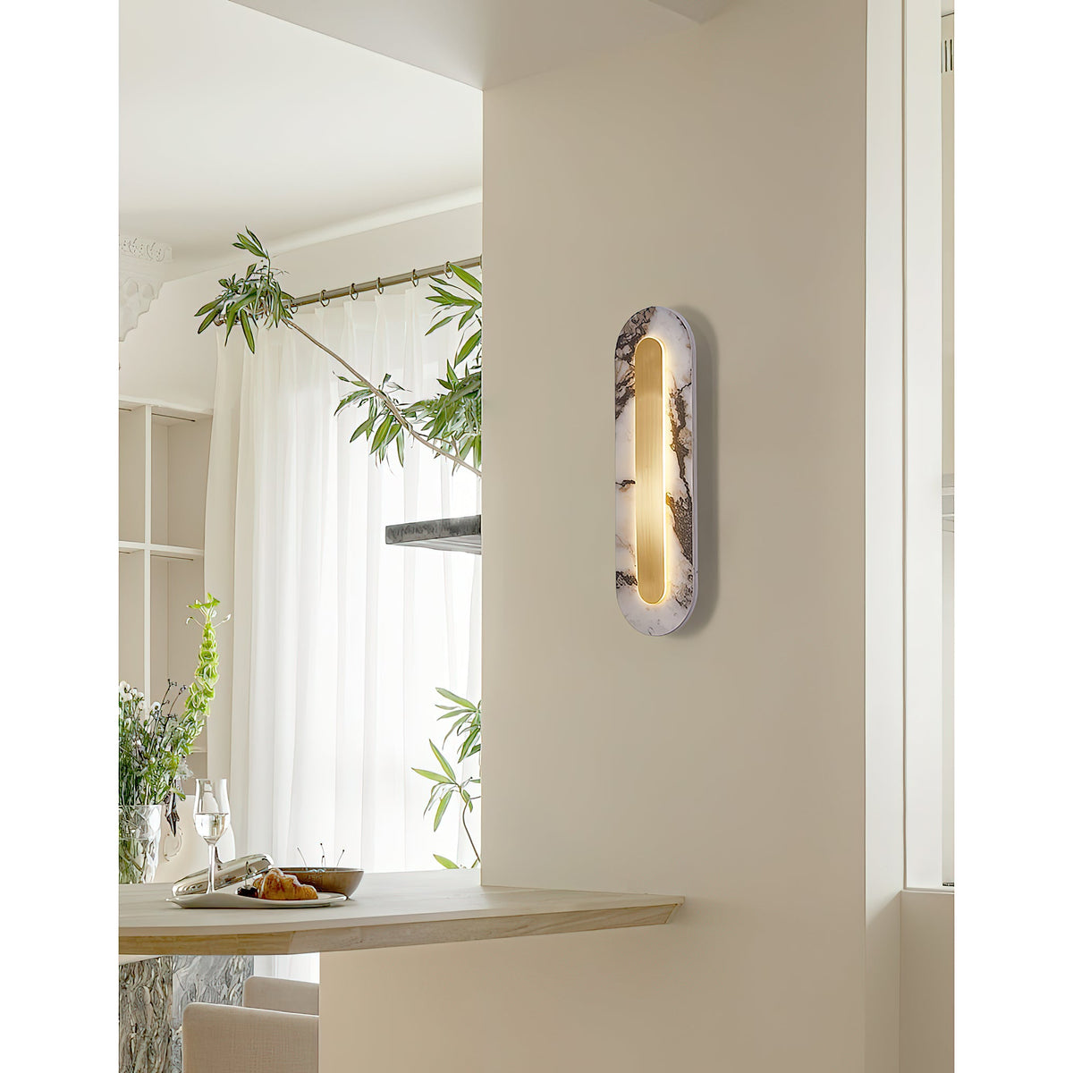 Marmo Wall Lamp - Bulgari Purple Marble & Brass LED Sconce
