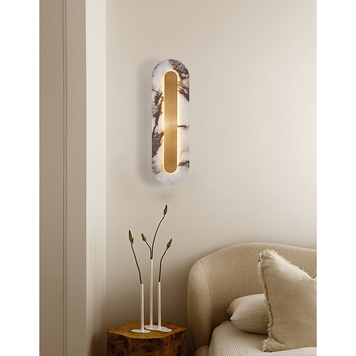 Marmo Wall Lamp - Bulgari Purple Marble & Brass LED Sconce