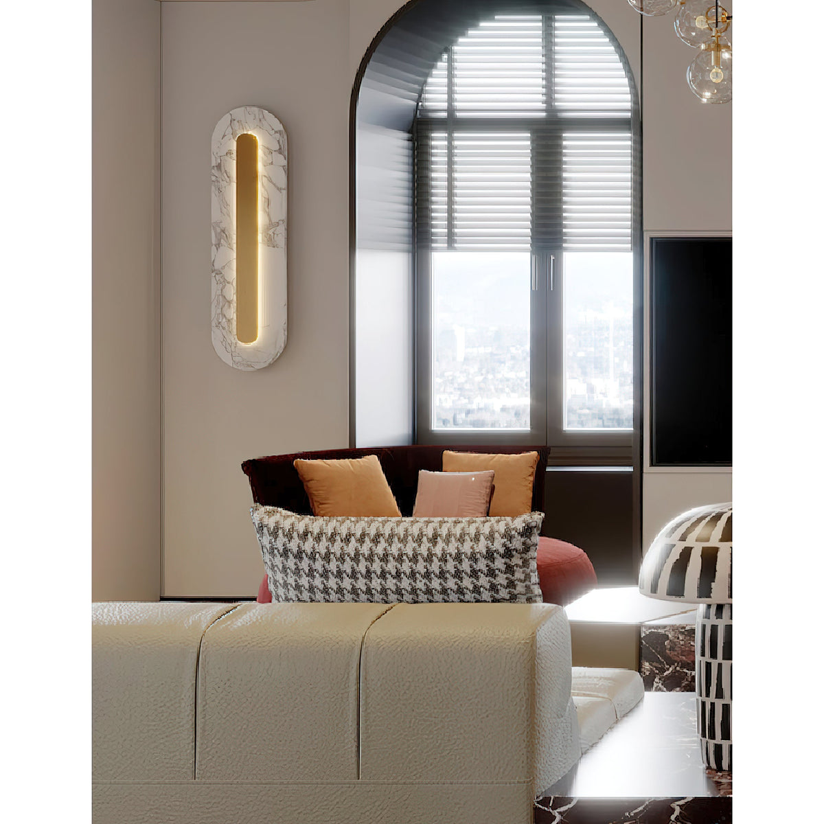 Marmo Wall Lamp - Bulgari Purple Marble & Brass LED Sconce
