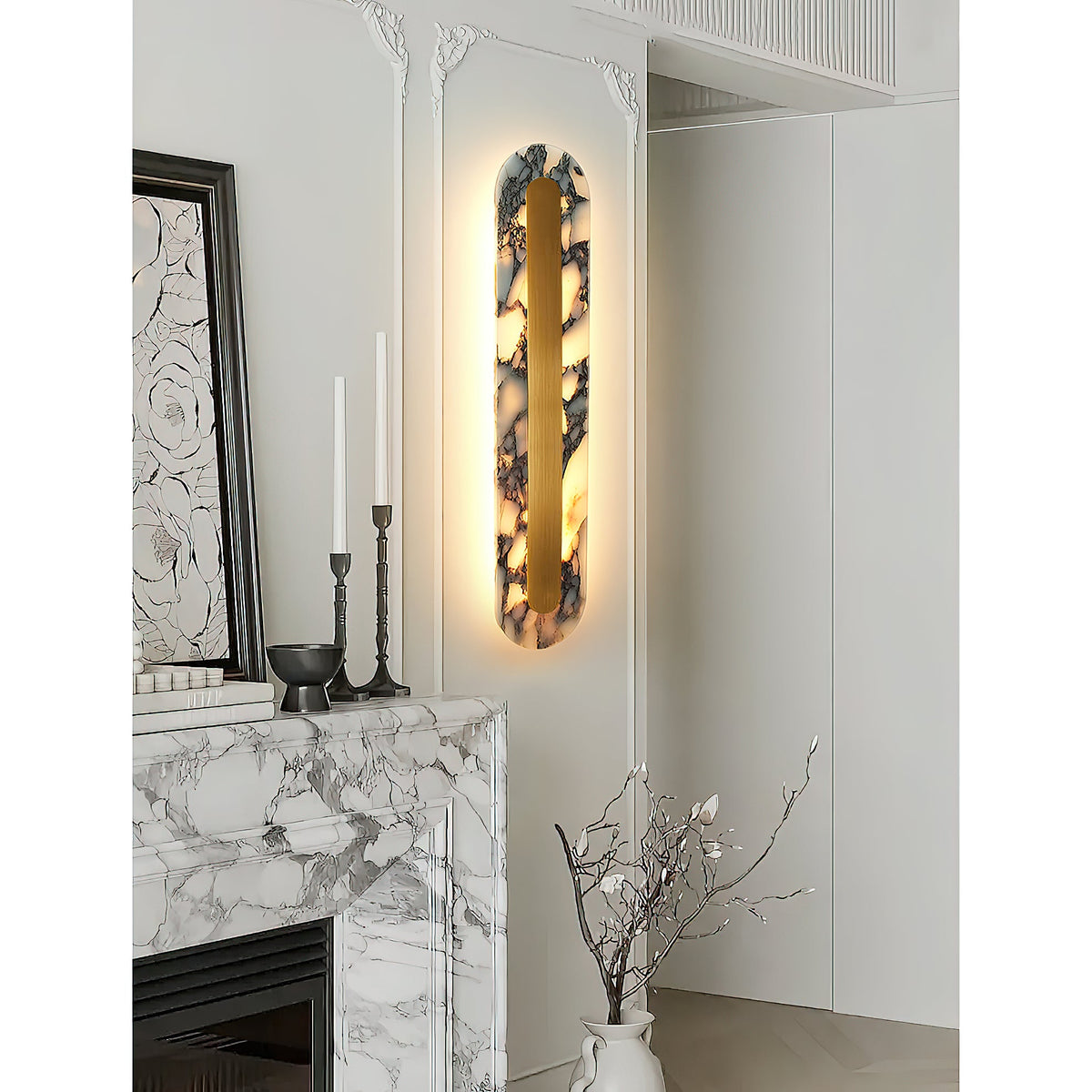 Marmo Wall Lamp - Bulgari Purple Marble & Brass LED Sconce