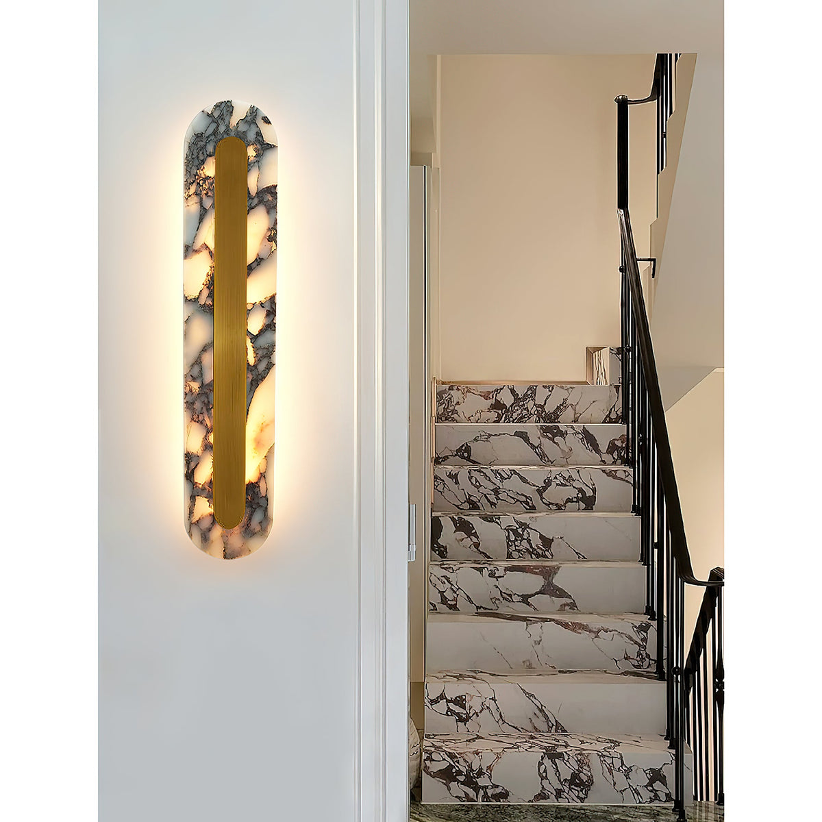 Marmo Wall Lamp - Bulgari Purple Marble & Brass LED Sconce