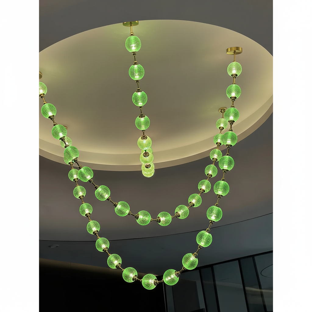 Marni Beaded Chandelier - Cascading Acrylic Bead Wave LED Pendant