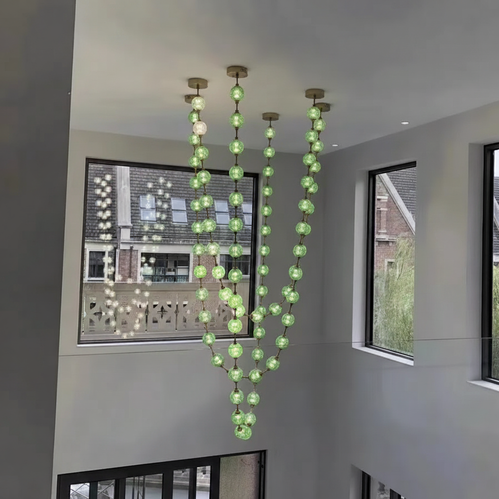 Marni Beaded Chandelier - Cascading Acrylic Bead Wave LED Pendant