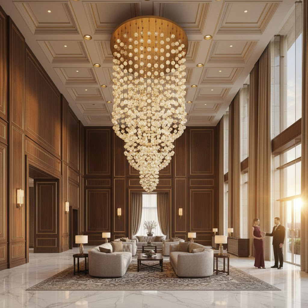 Marni Beaded Chandelier - Cascading Acrylic Bead Wave LED Pendant
