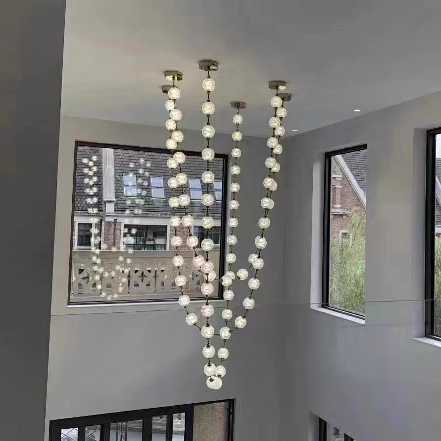 Marni Beaded Chandelier - Cascading Acrylic Bead Wave LED Pendant