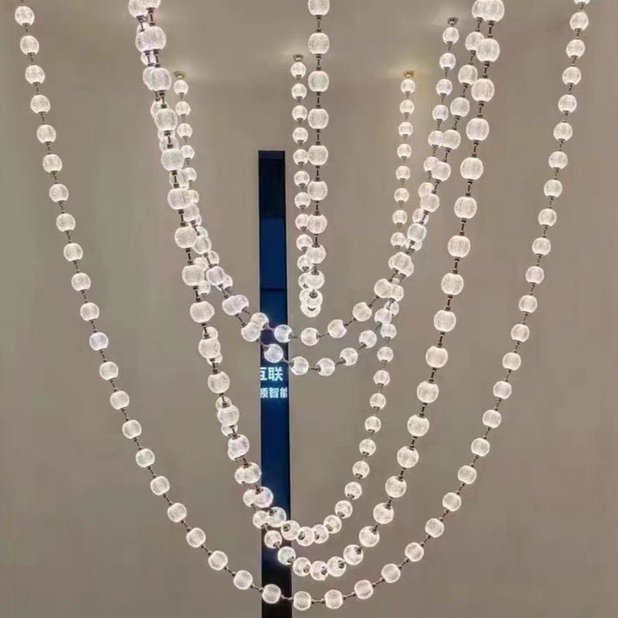 Marni Beaded Chandelier - Cascading Acrylic Bead Wave LED Pendant