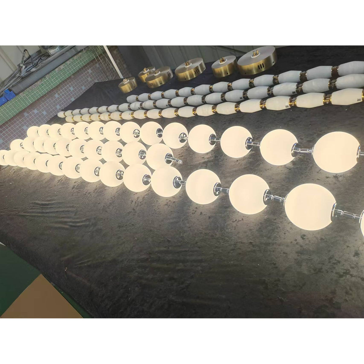 Marni Beaded Chandelier - Cascading Acrylic Bead Wave LED Pendant