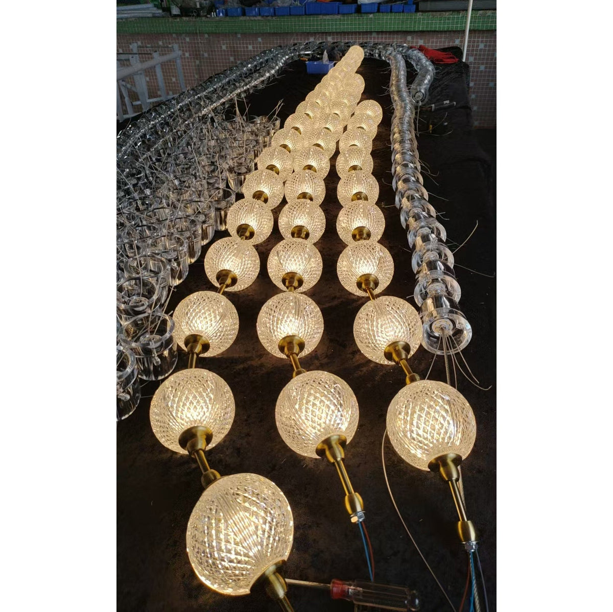 Marni Beaded Chandelier - Cascading Acrylic Bead Wave LED Pendant