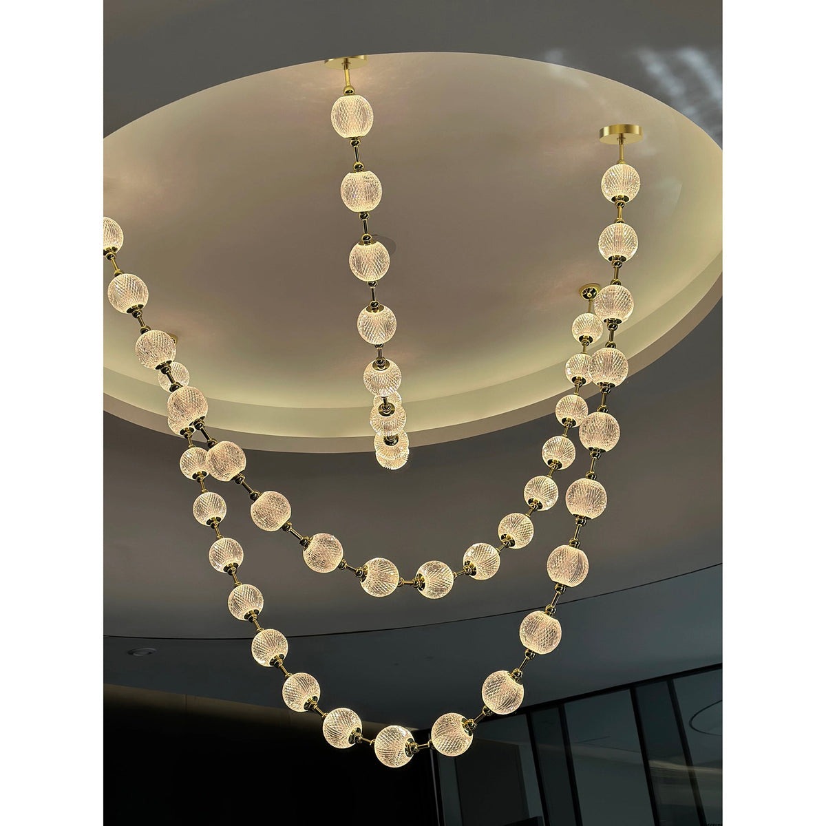 Marni Beaded Chandelier - Cascading Acrylic Bead Wave LED Pendant