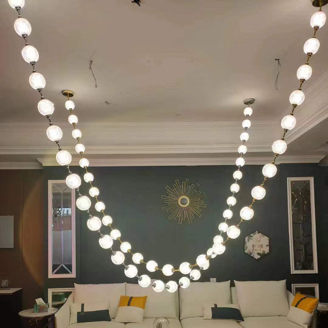 Marni Beaded Chandelier - Cascading Acrylic Bead Wave LED Pendant
