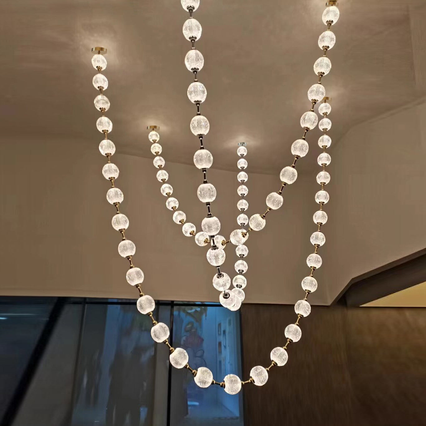 Marni Beaded Chandelier - Cascading Acrylic Bead Wave LED Pendant