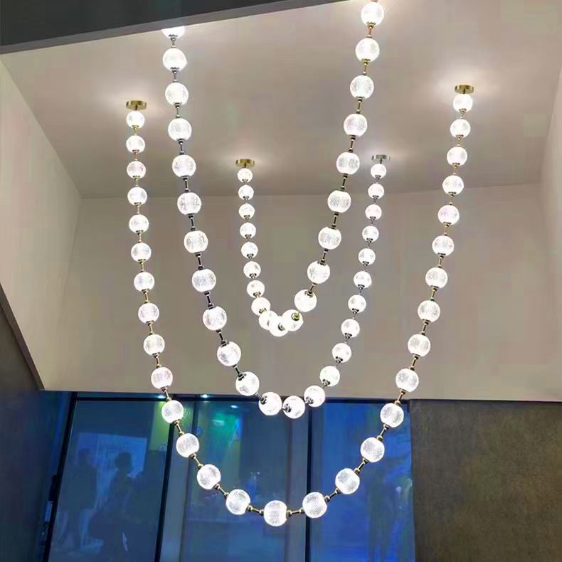 Marni Beaded Chandelier - Cascading Acrylic Bead Wave LED Pendant