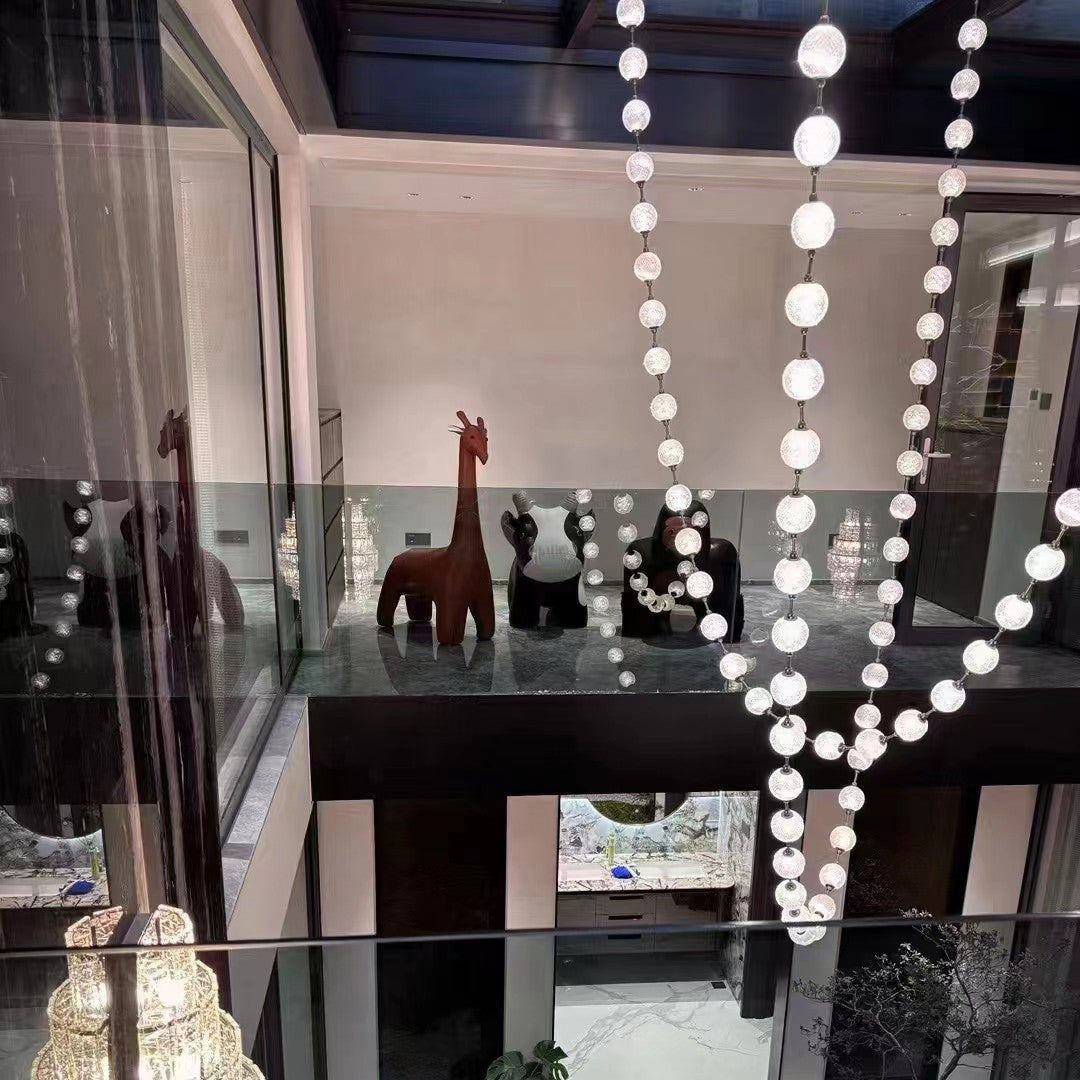Marni Beaded Chandelier - Cascading Acrylic Bead Wave LED Pendant
