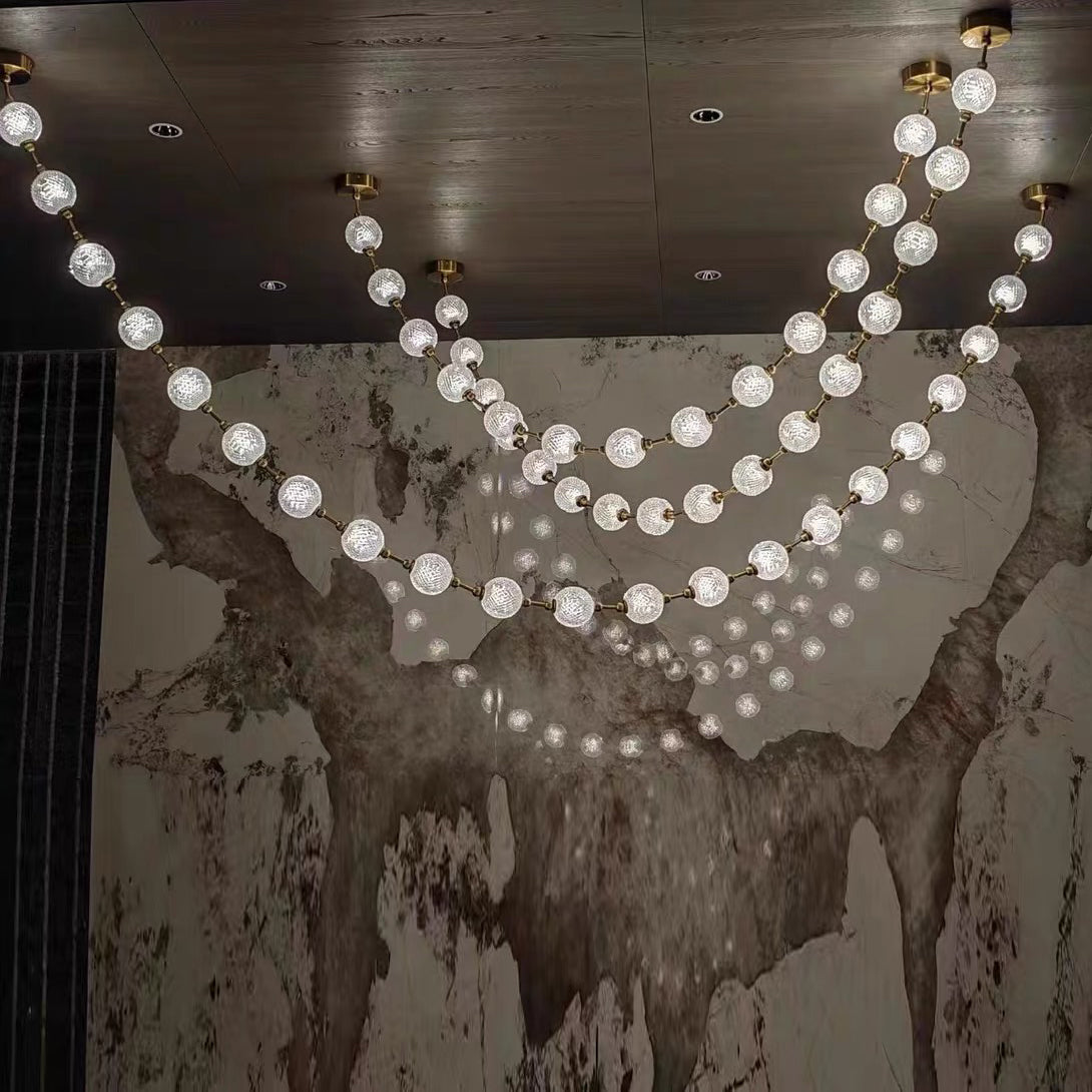 Marni Beaded Chandelier - Cascading Acrylic Bead Wave LED Pendant