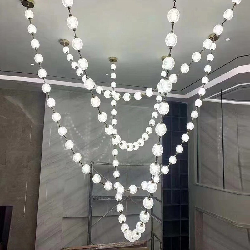 Marni Beaded Chandelier - Cascading Acrylic Bead Wave LED Pendant
