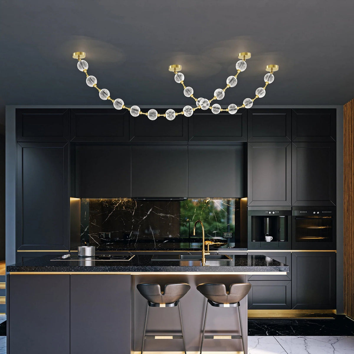 Marni Beaded Chandelier - Cascading Acrylic Bead Wave LED Pendant