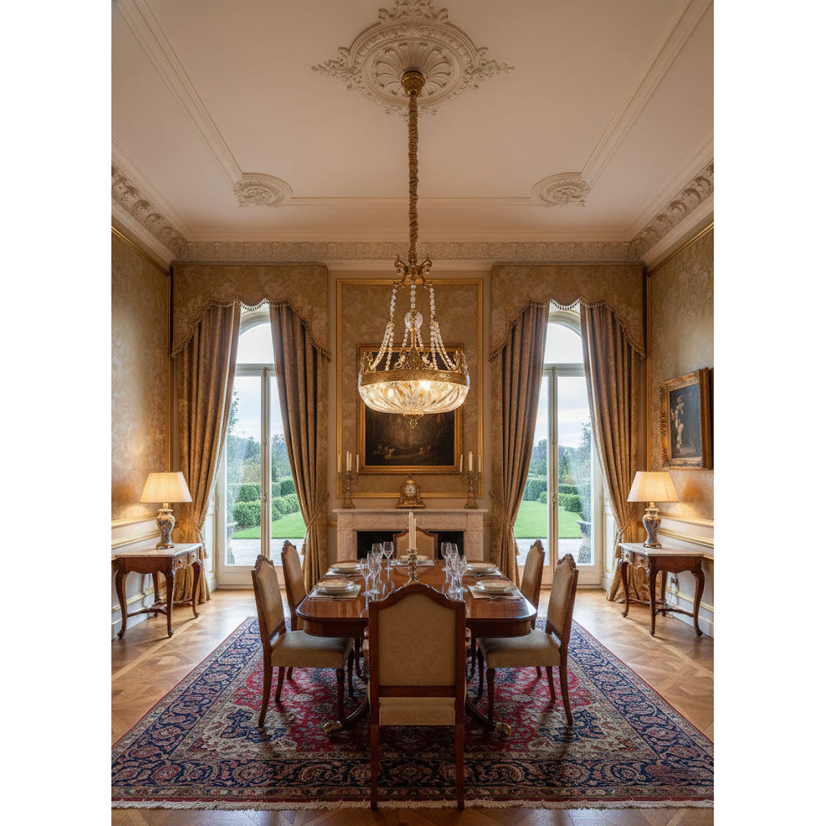 Marselle Chandelier - Solid Brass & Refracting Crystal Glass Pendant