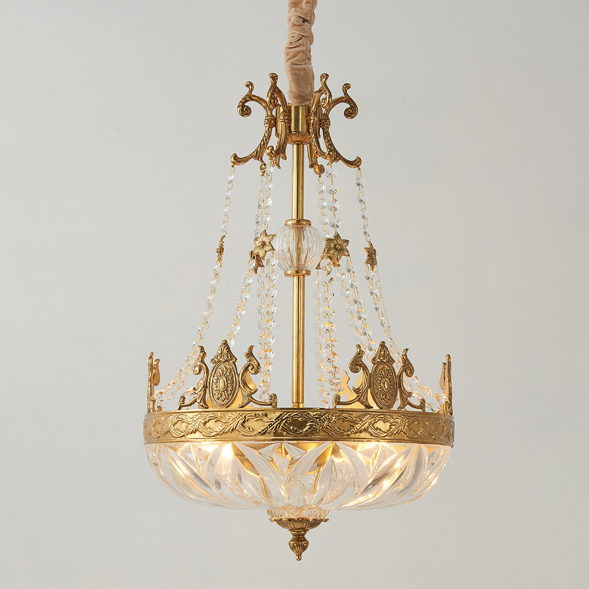 Marselle Chandelier - Solid Brass & Refracting Crystal Glass Pendant