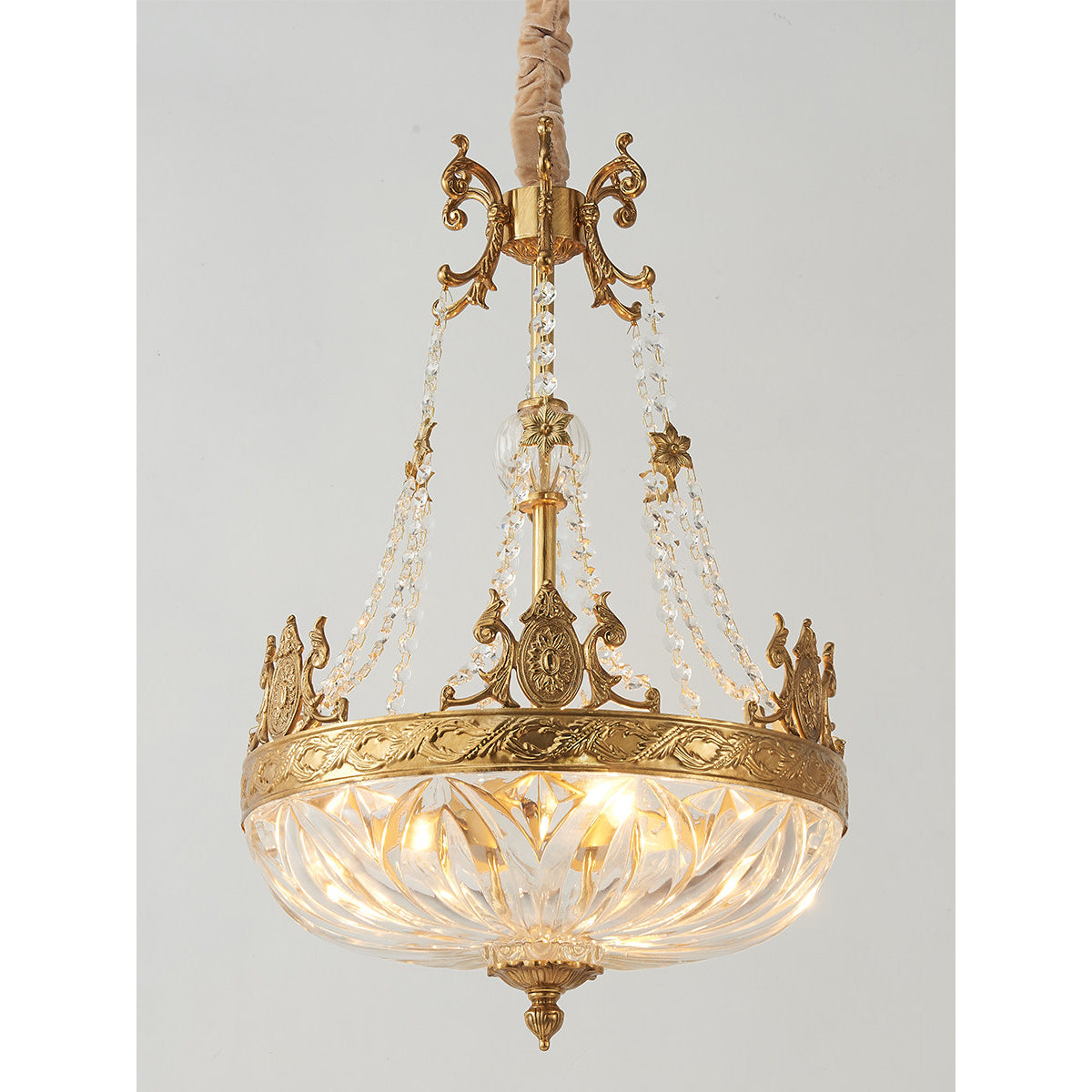 Marselle Chandelier - Solid Brass & Refracting Crystal Glass Pendant