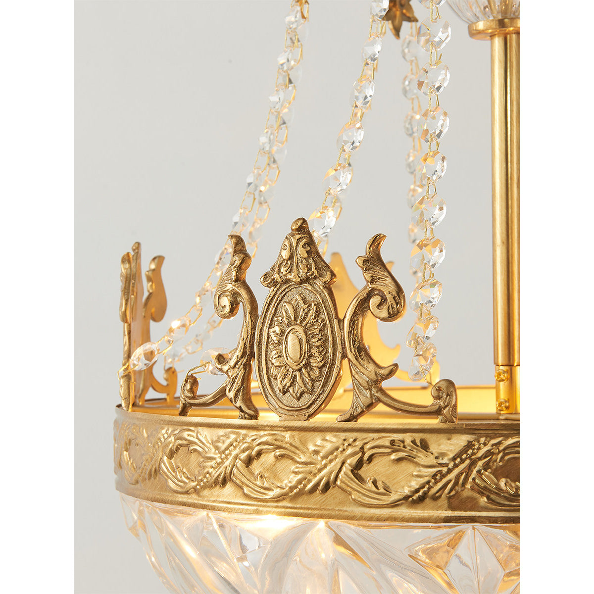 Marselle Chandelier - Solid Brass & Refracting Crystal Glass Pendant