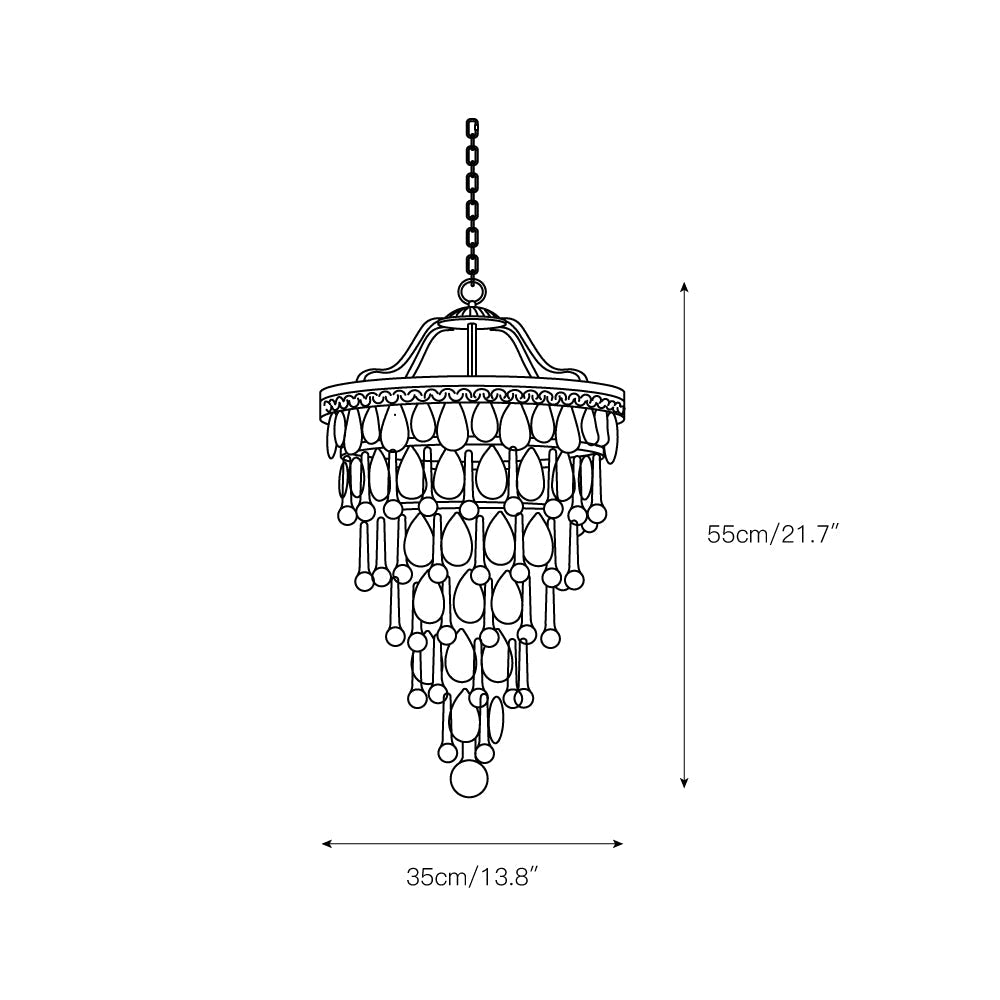 Crystal Inverted Pyramid Chandelier – Ancient Silver Tiered Crystal Pendant Light