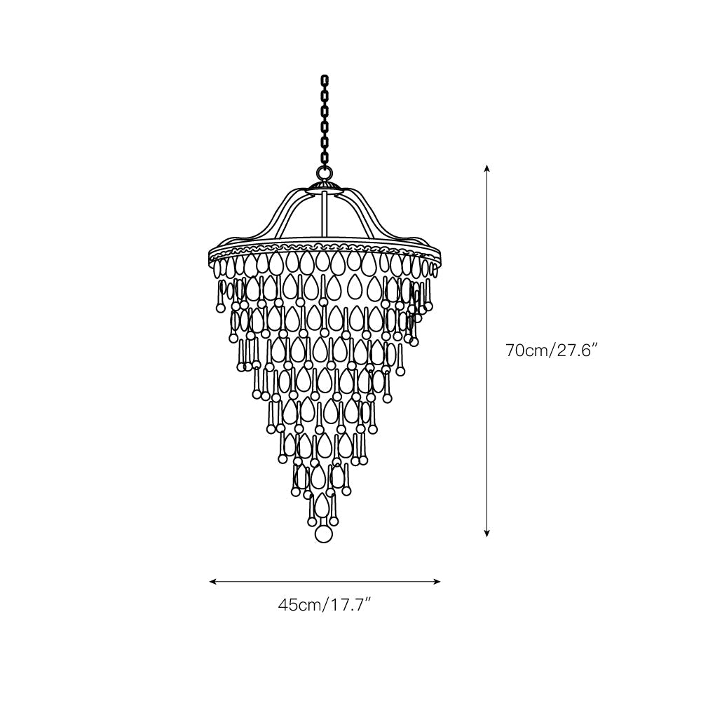 Crystal Inverted Pyramid Chandelier – Ancient Silver Tiered Crystal Pendant Light