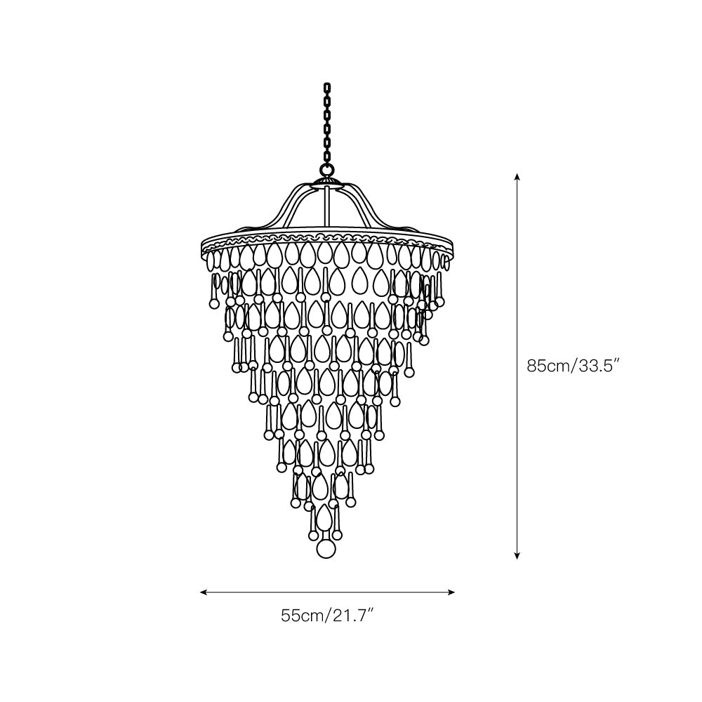 Crystal Inverted Pyramid Chandelier – Ancient Silver Tiered Crystal Pendant Light