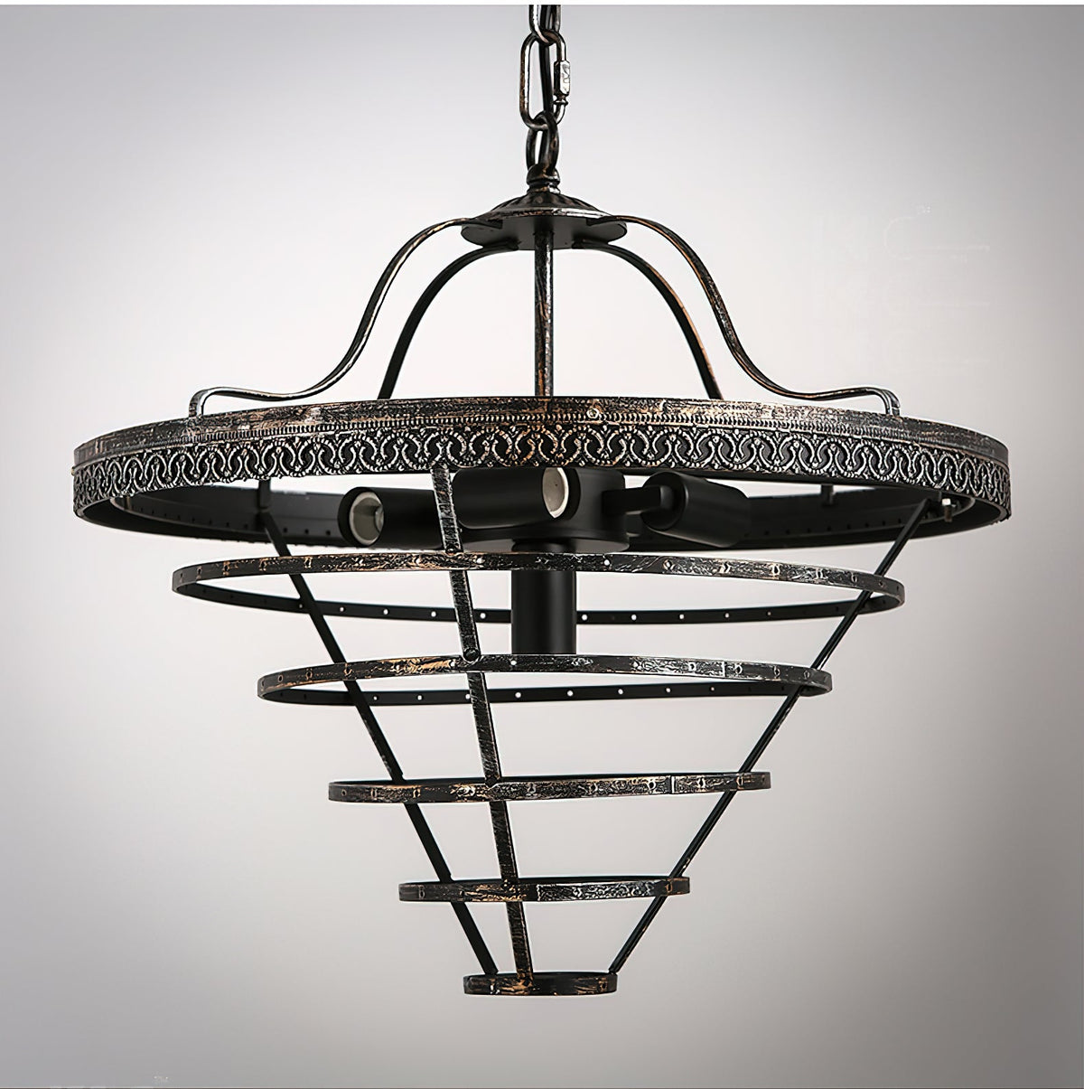 Crystal Inverted Pyramid Chandelier – Ancient Silver Tiered Crystal Pendant Light