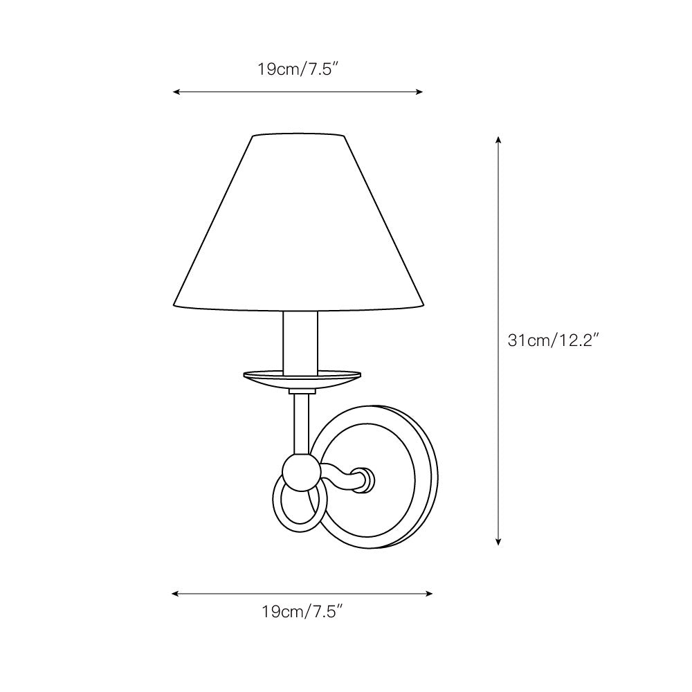 Sullivan Wall Lamp - Curving Black Iron Wall Sconce with White Shade | Modern Traditional Wall Light