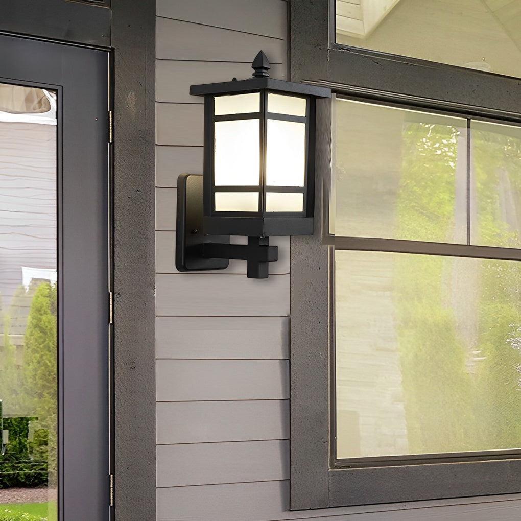 Vintage Waterproof LED Wall Sconce – Matte Black Aluminum & Frosted Glass Exterior Light