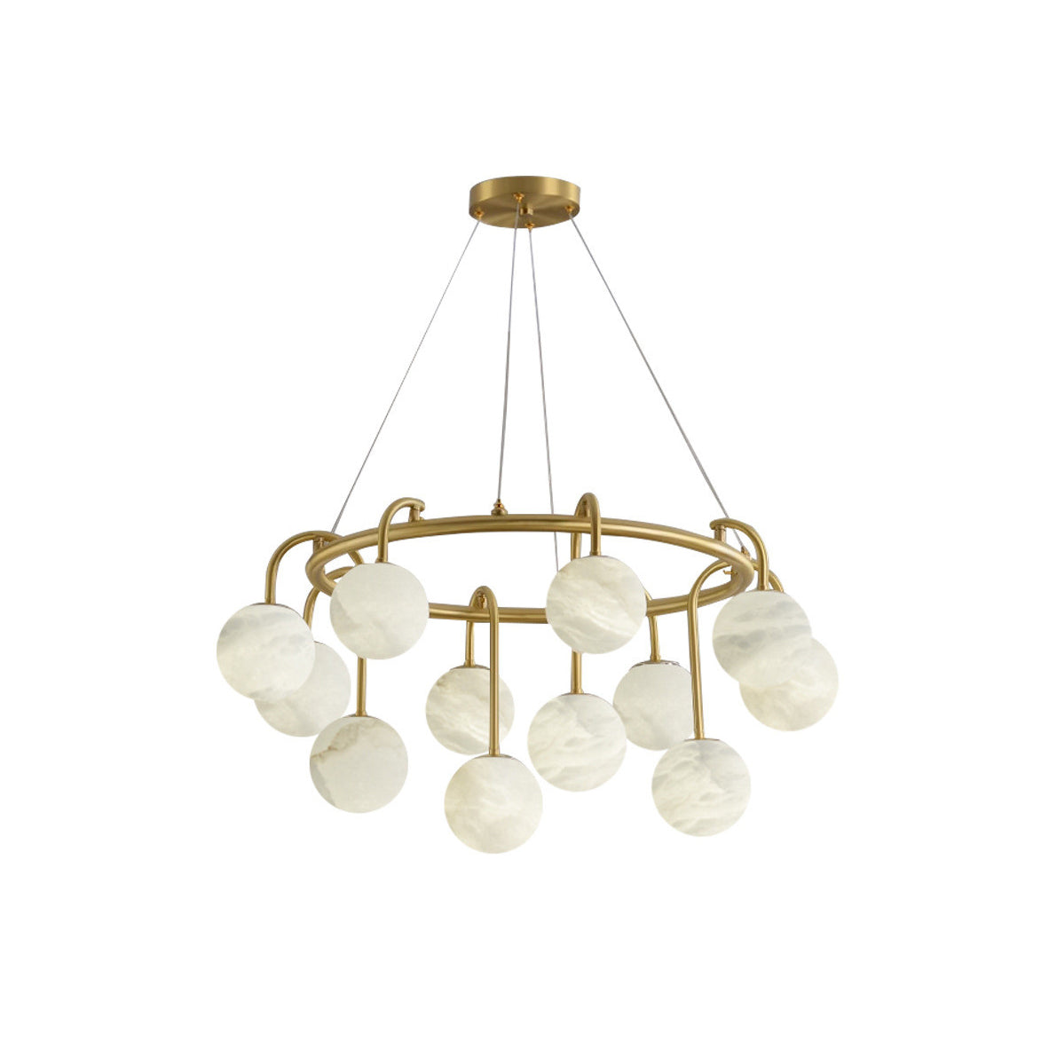 Maytoni Chandelier - Retro-Chic Brass & Spherical Alabaster Cloud Pendant