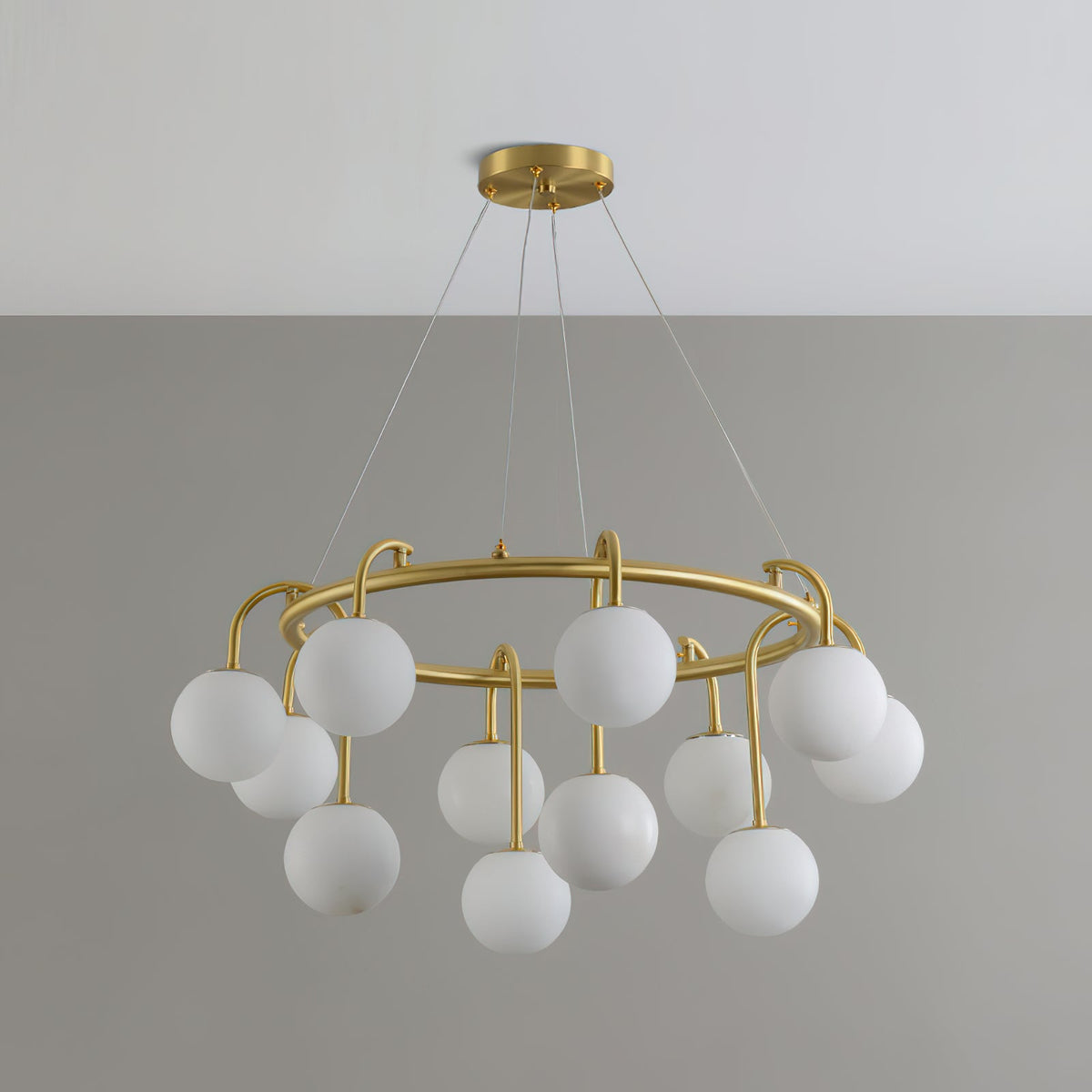 Maytoni Chandelier - Retro-Chic Brass & Spherical Alabaster Cloud Pendant